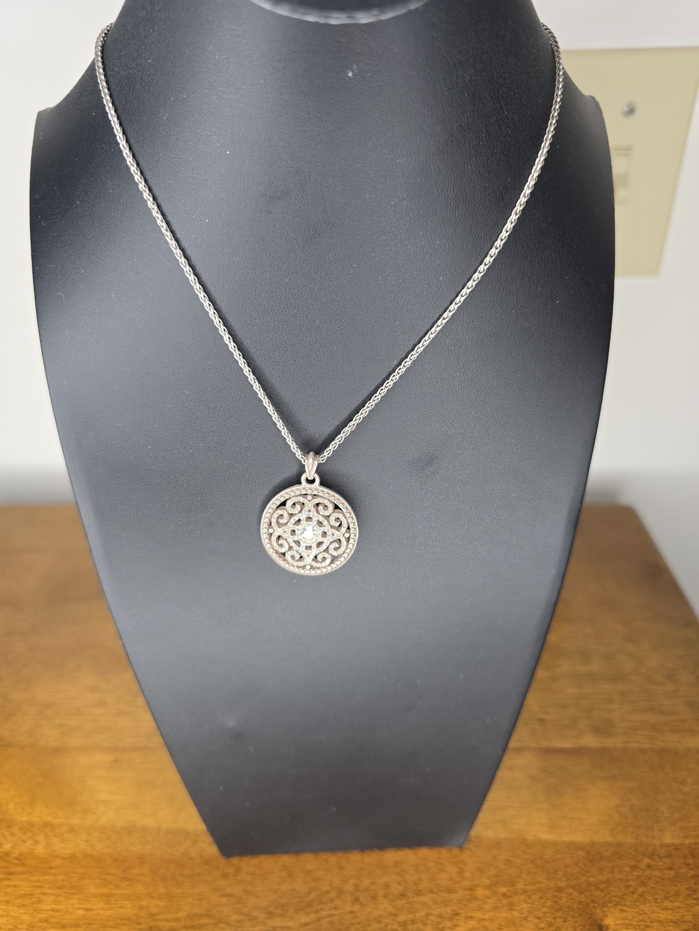 Brighton Silver Filigree Round Pendant Necklace